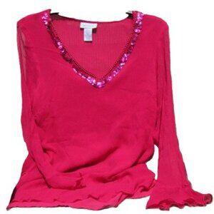 Women's Avenue brand flowy lightweight fuchsia/magenta blouse; Size 14/16